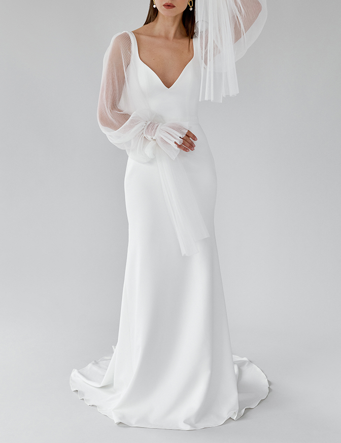 Aesling Marion with Bishop Sleeves - Crepe