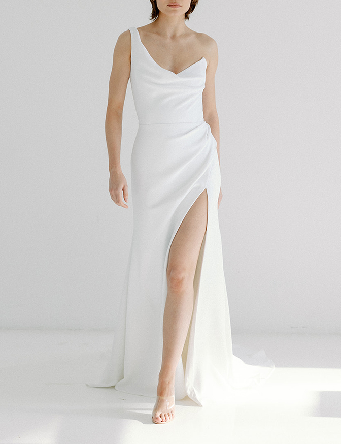 Alyssa Kristin Celine w/ Pleated Slit Skirt