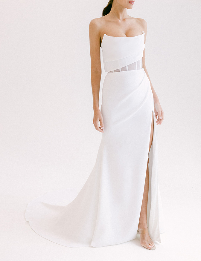 Alyssa Kristin Aria - Tulle w/ Pleated Slit Skirt